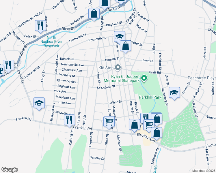map of restaurants, bars, coffee shops, grocery stores, and more near 192 Saint Joseph Avenue in Fitchburg