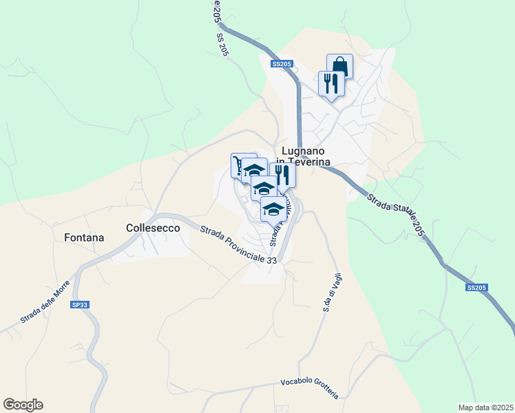map of restaurants, bars, coffee shops, grocery stores, and more near 9 Viale Regina Margherita in Lugnano In Teverina