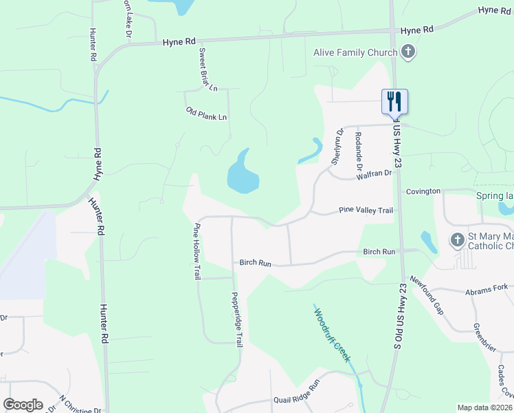 map of restaurants, bars, coffee shops, grocery stores, and more near 2039 Pine Hollow Trail in Brighton