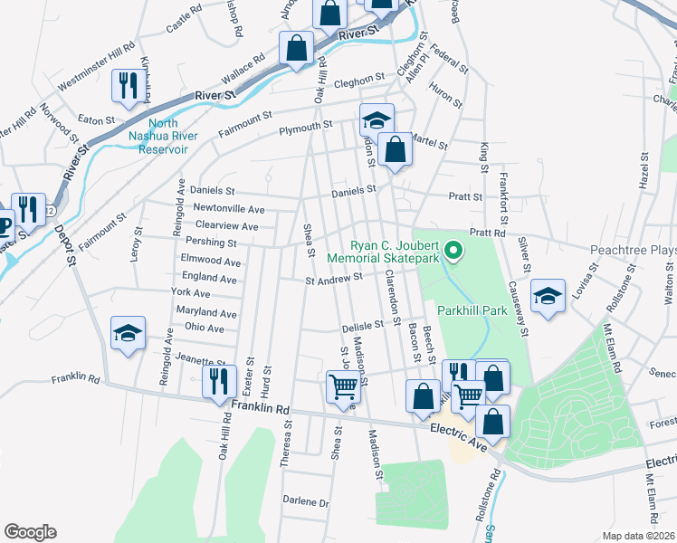 map of restaurants, bars, coffee shops, grocery stores, and more near 192 Saint Joseph Avenue in Fitchburg
