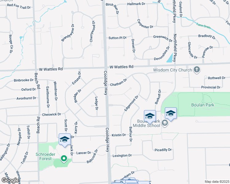 map of restaurants, bars, coffee shops, grocery stores, and more near 1983 Pelican Court in Troy