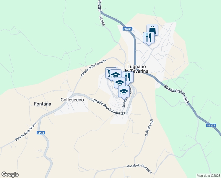 map of restaurants, bars, coffee shops, grocery stores, and more near 9 Viale Regina Margherita in Lugnano In Teverina
