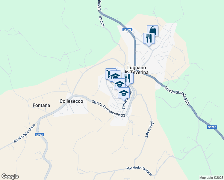 map of restaurants, bars, coffee shops, grocery stores, and more near 13 Vicolo dell'Aquila in Lugnano In Teverina