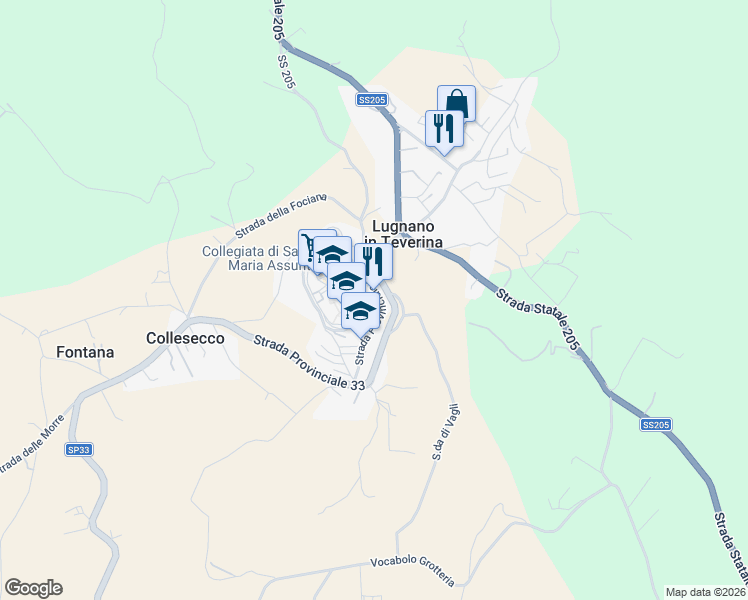 map of restaurants, bars, coffee shops, grocery stores, and more near in Lugnano In Teverina