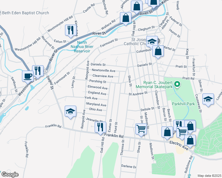 map of restaurants, bars, coffee shops, grocery stores, and more near 14 Pershing Street in Fitchburg
