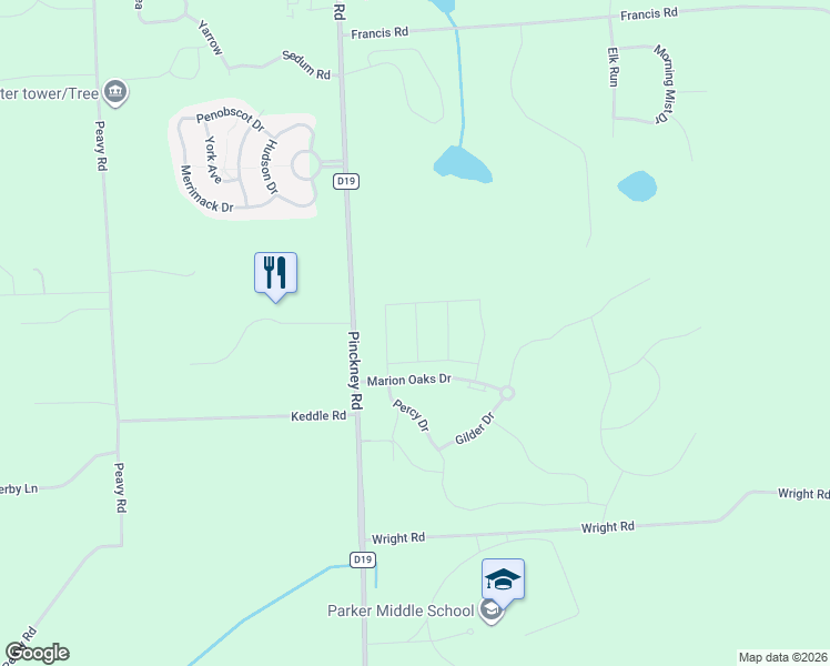 map of restaurants, bars, coffee shops, grocery stores, and more near 61 Barnsley Drive in Howell