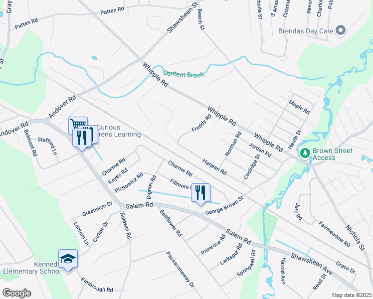 map of restaurants, bars, coffee shops, grocery stores, and more near 35 Harjean Rd in Billerica