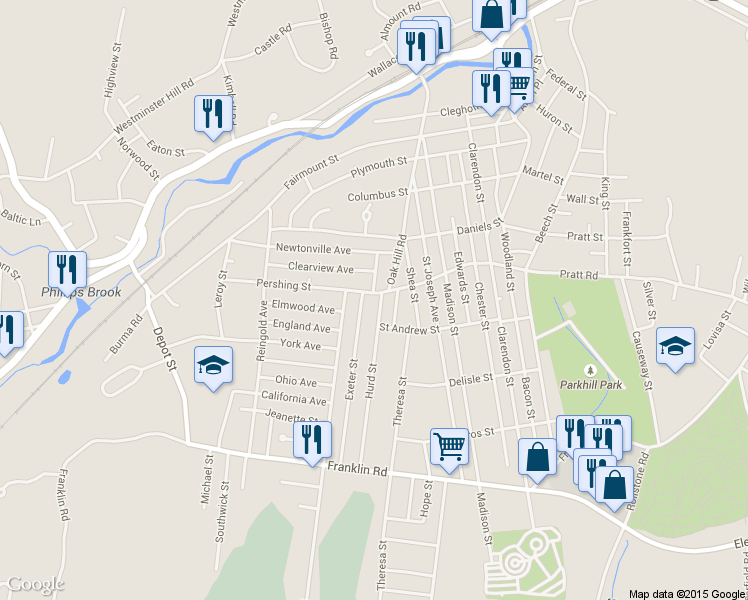 map of restaurants, bars, coffee shops, grocery stores, and more near 277 Oak Hill Road in Fitchburg