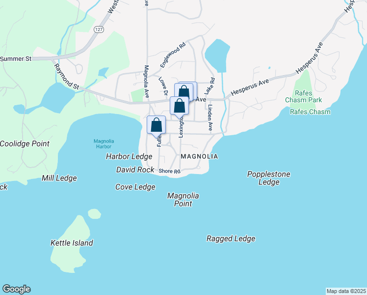 map of restaurants, bars, coffee shops, grocery stores, and more near 2 Boulder Avenue in Gloucester