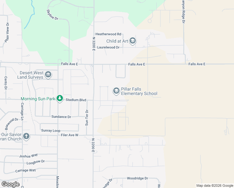 map of restaurants, bars, coffee shops, grocery stores, and more near 3105 Stadium Boulevard in Twin Falls