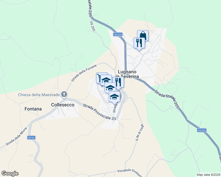 map of restaurants, bars, coffee shops, grocery stores, and more near in Lugnano In Teverina