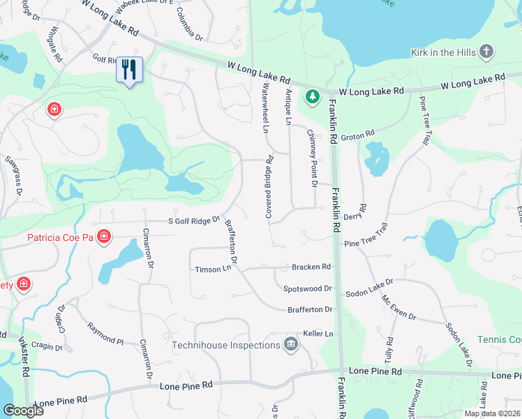 map of restaurants, bars, coffee shops, grocery stores, and more near 1749 Ascot Court in Bloomfield Township