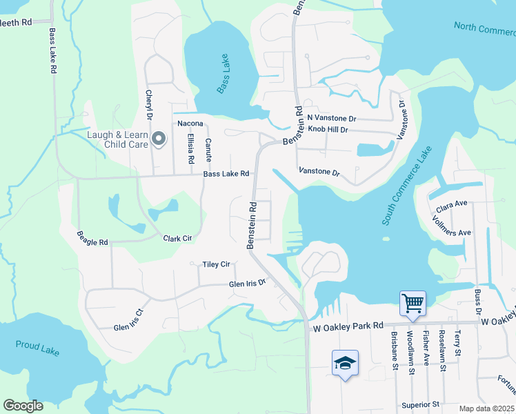 map of restaurants, bars, coffee shops, grocery stores, and more near 3576 Oak Meadows Court in Commerce Charter Township
