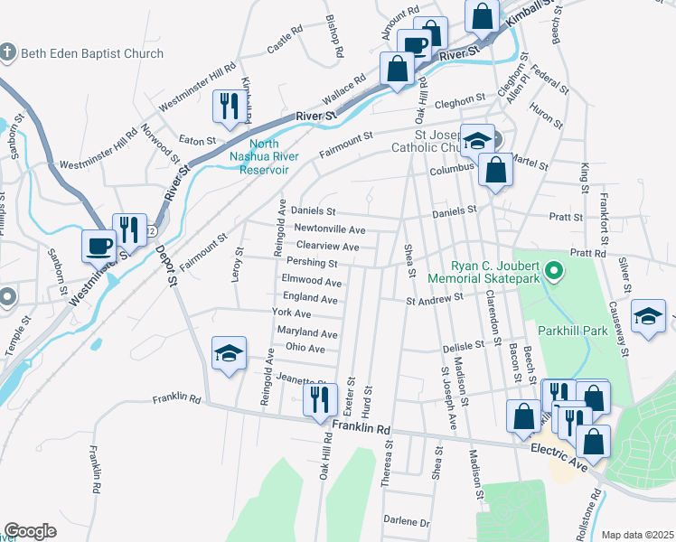 map of restaurants, bars, coffee shops, grocery stores, and more near 14 Pershing Street in Fitchburg