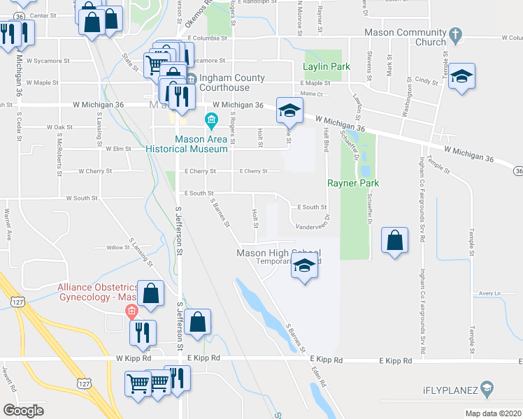 map of restaurants, bars, coffee shops, grocery stores, and more near 819 Holt St in Mason