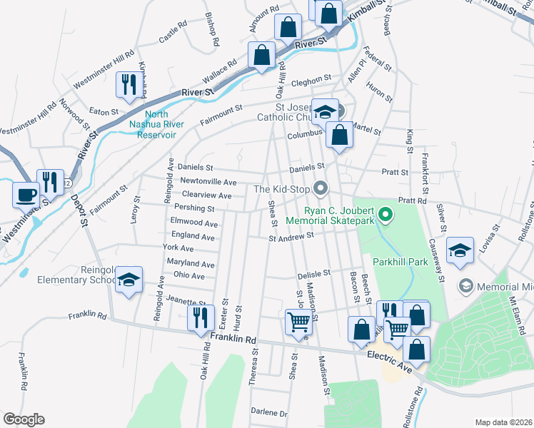 map of restaurants, bars, coffee shops, grocery stores, and more near 433 Pratt Road in Fitchburg
