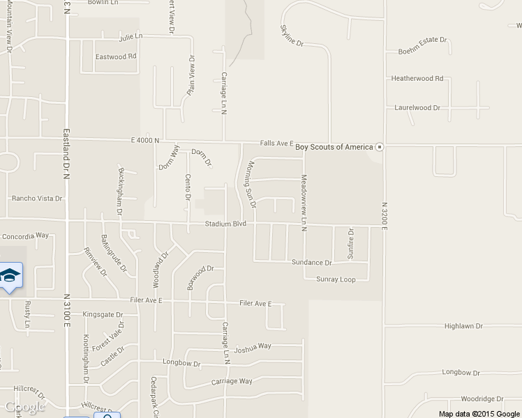 map of restaurants, bars, coffee shops, grocery stores, and more near 728 Morning Sun Drive in Twin Falls
