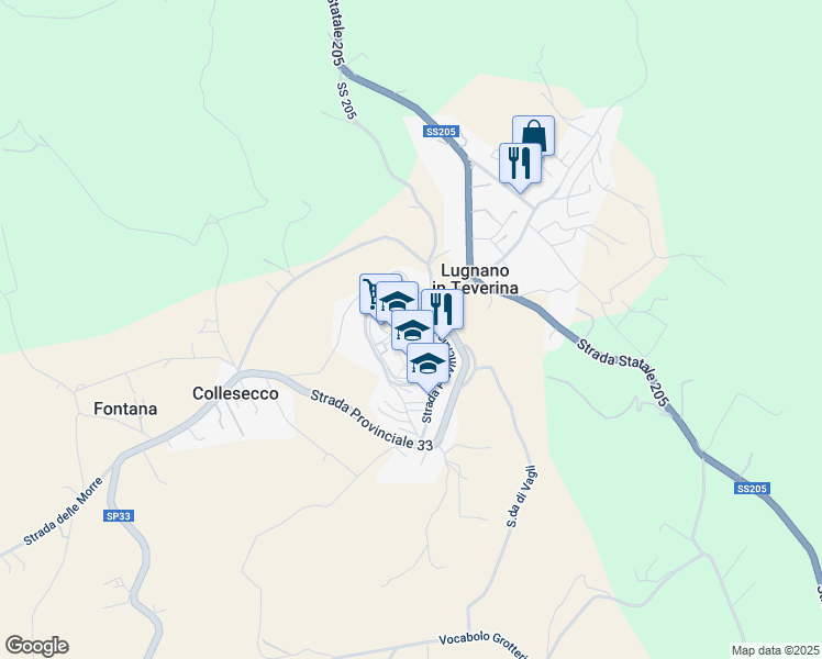 map of restaurants, bars, coffee shops, grocery stores, and more near in Lugnano In Teverina