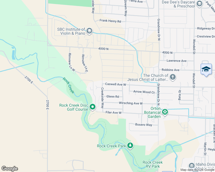 map of restaurants, bars, coffee shops, grocery stores, and more near 1217 Caswell Ave W in Twin Falls