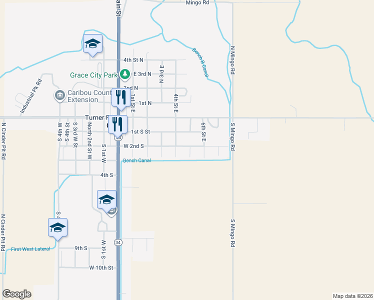 map of restaurants, bars, coffee shops, grocery stores, and more near 232 South 5th East in Grace