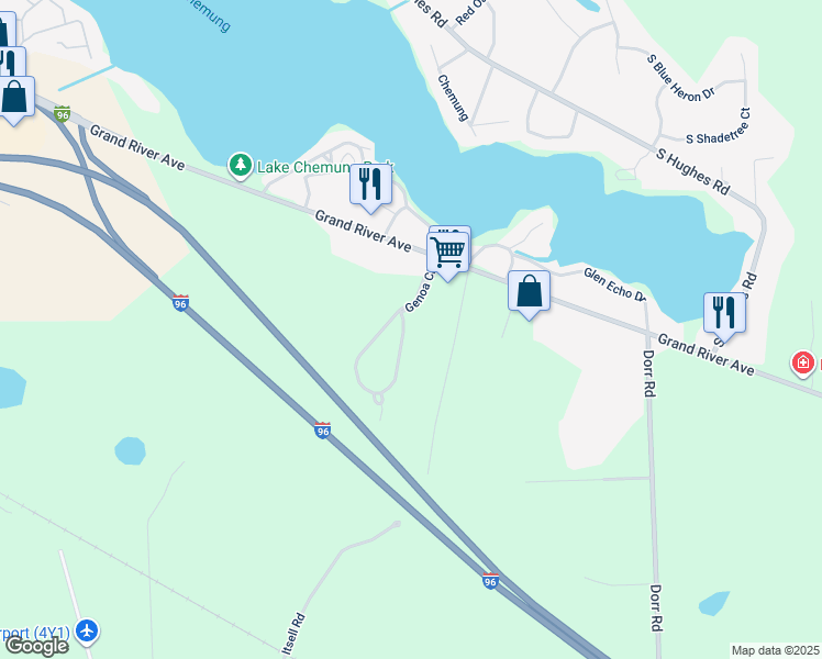 map of restaurants, bars, coffee shops, grocery stores, and more near 1978 Genoa Circle in Howell