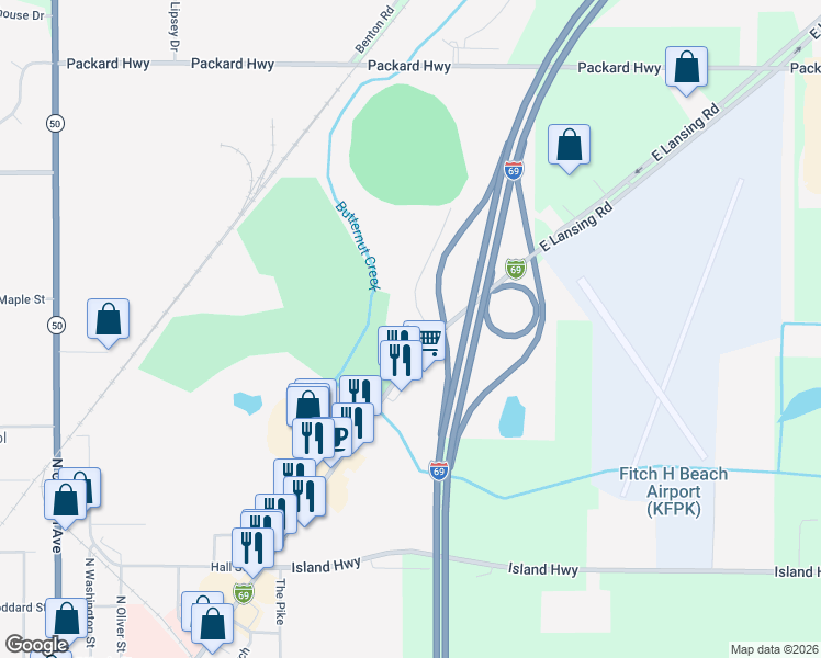 map of restaurants, bars, coffee shops, grocery stores, and more near 695 Lansing Street in Charlotte