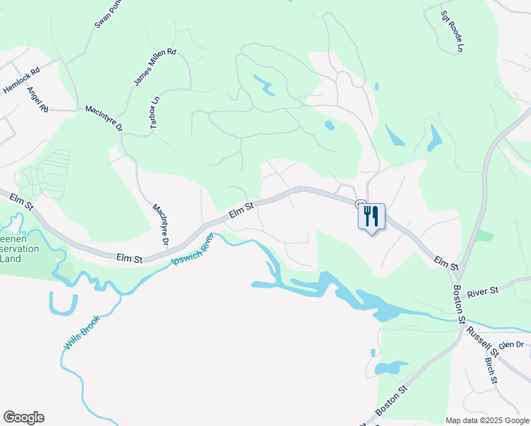 map of restaurants, bars, coffee shops, grocery stores, and more near 1 Childs Road in North Reading