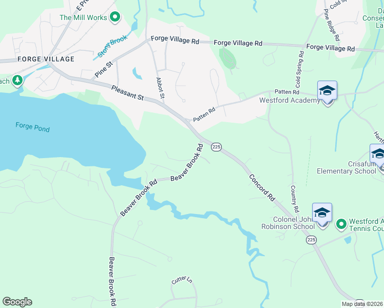 map of restaurants, bars, coffee shops, grocery stores, and more near 1 Sandy Beach Road in Westford