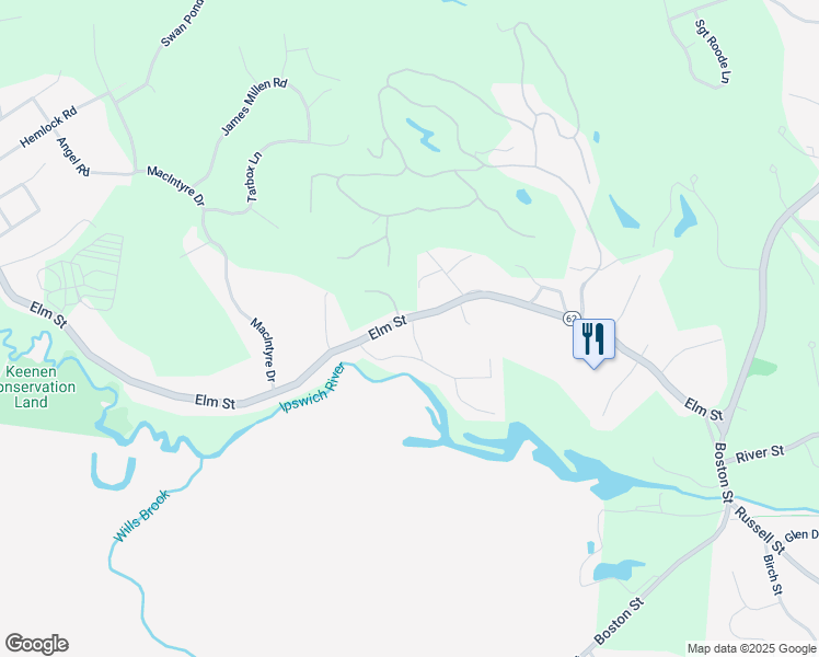 map of restaurants, bars, coffee shops, grocery stores, and more near 1 Childs Road in North Reading