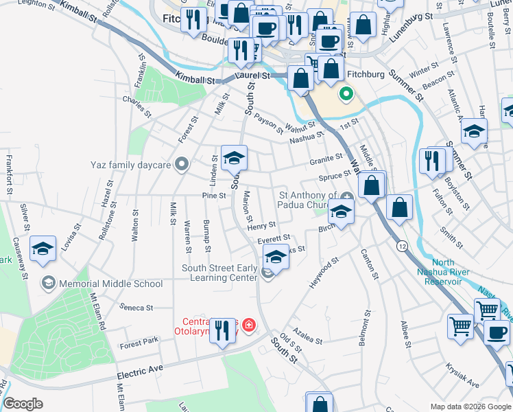 map of restaurants, bars, coffee shops, grocery stores, and more near 39 Mountain Avenue in Fitchburg