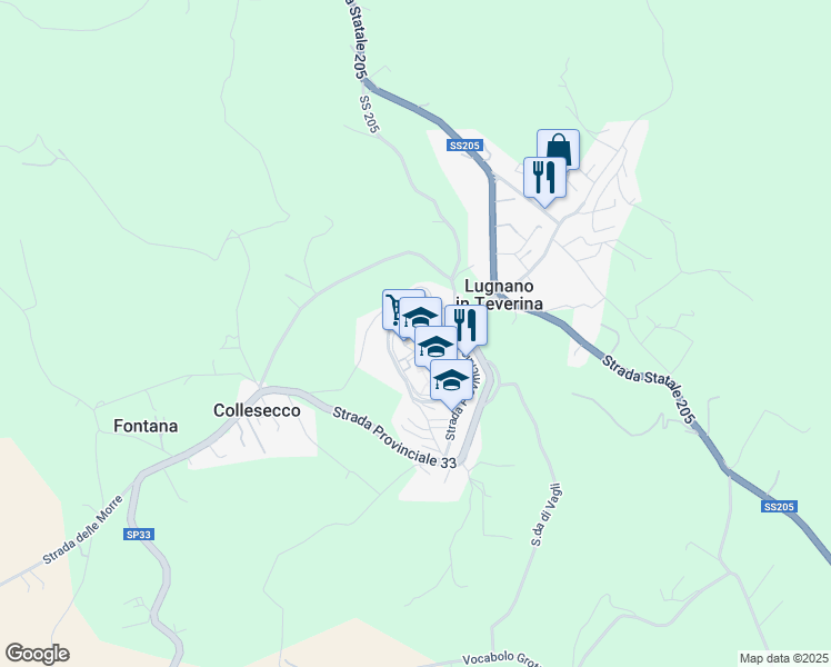 map of restaurants, bars, coffee shops, grocery stores, and more near 13 Vicolo dell'Aquila in Lugnano In Teverina