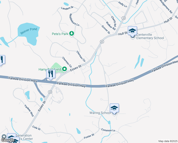 map of restaurants, bars, coffee shops, grocery stores, and more near 7 Alcann Road in Beverly