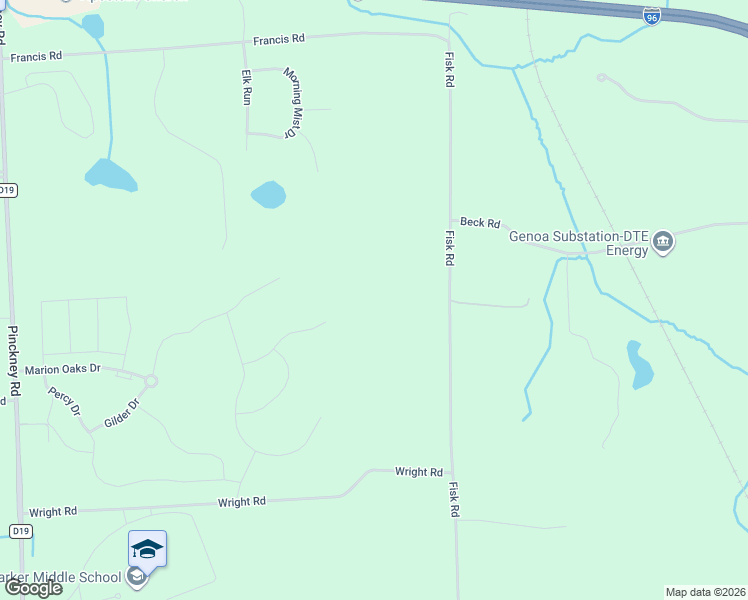map of restaurants, bars, coffee shops, grocery stores, and more near 2114 Fisk Road in Howell