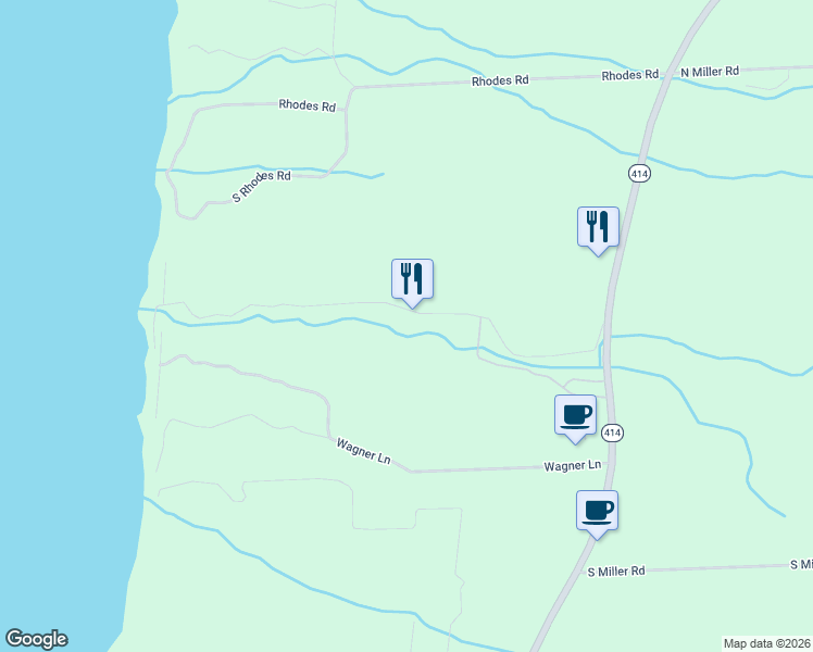 map of restaurants, bars, coffee shops, grocery stores, and more near Lamoreaux Point Road in Lodi