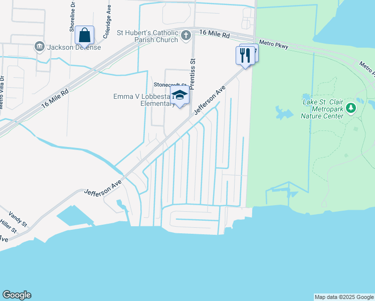 map of restaurants, bars, coffee shops, grocery stores, and more near 38001 Terra Mar Street in Harrison Township