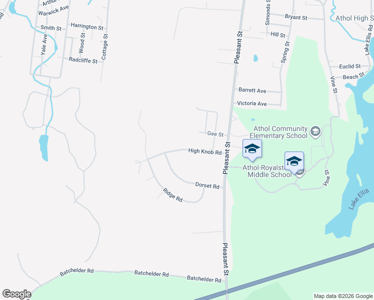 map of restaurants, bars, coffee shops, grocery stores, and more near 225 High Knob Road in Athol
