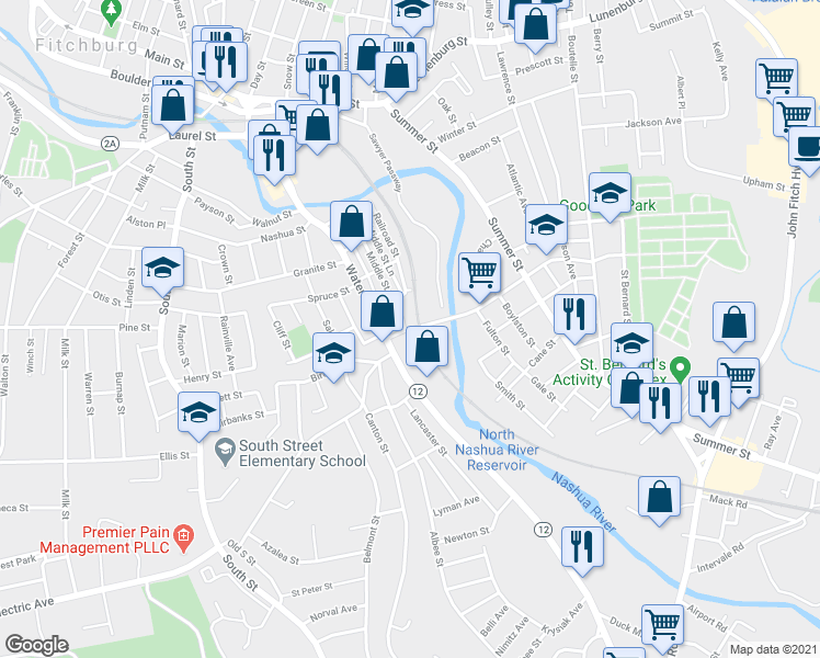 map of restaurants, bars, coffee shops, grocery stores, and more near 19 John T. Centrino Memorial Drive in Fitchburg
