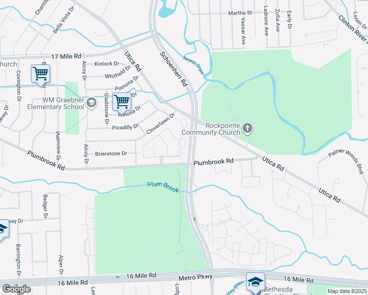 map of restaurants, bars, coffee shops, grocery stores, and more near 38227 Schoenherr Road in Sterling Heights