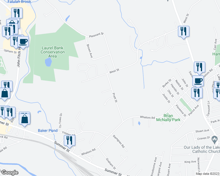 map of restaurants, bars, coffee shops, grocery stores, and more near 38 Pratt Street in Lunenburg