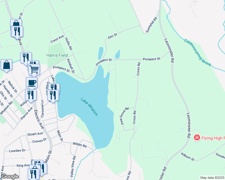 map of restaurants, bars, coffee shops, grocery stores, and more near 77 Laurel Lane in Lunenburg