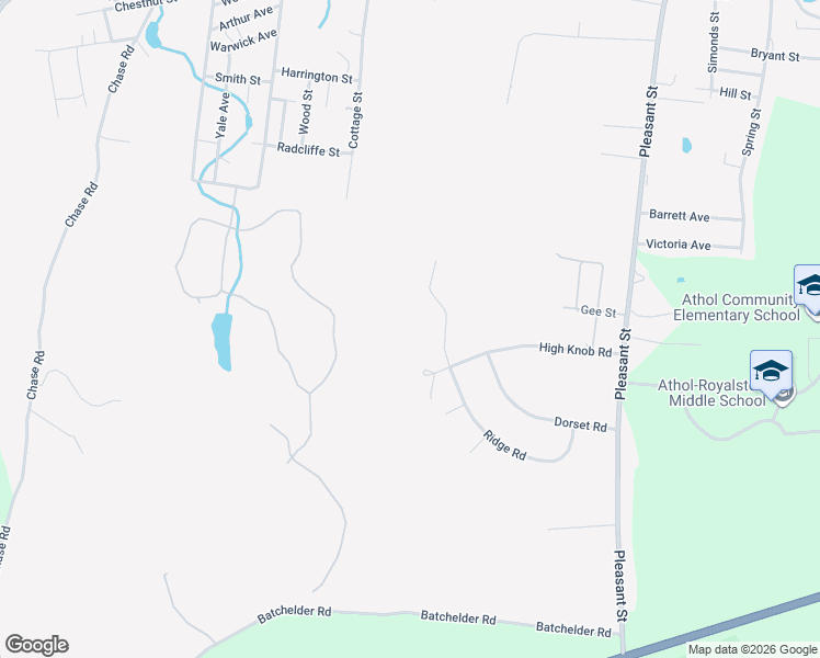 map of restaurants, bars, coffee shops, grocery stores, and more near 414 Ridge Road in Athol