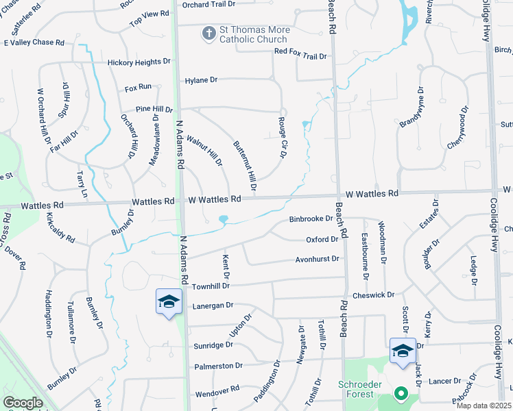 map of restaurants, bars, coffee shops, grocery stores, and more near 2801 West Wattles Road in Troy