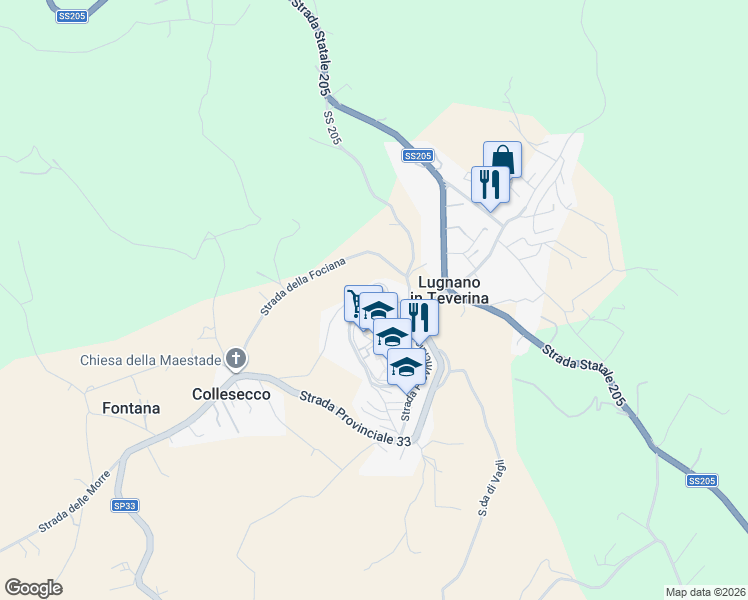 map of restaurants, bars, coffee shops, grocery stores, and more near 21 Via del Mattatoio in Lugnano In Teverina
