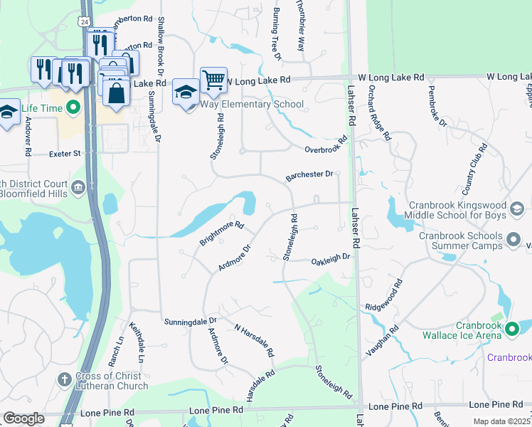 map of restaurants, bars, coffee shops, grocery stores, and more near 4452 Ardmore Court in Bloomfield Township