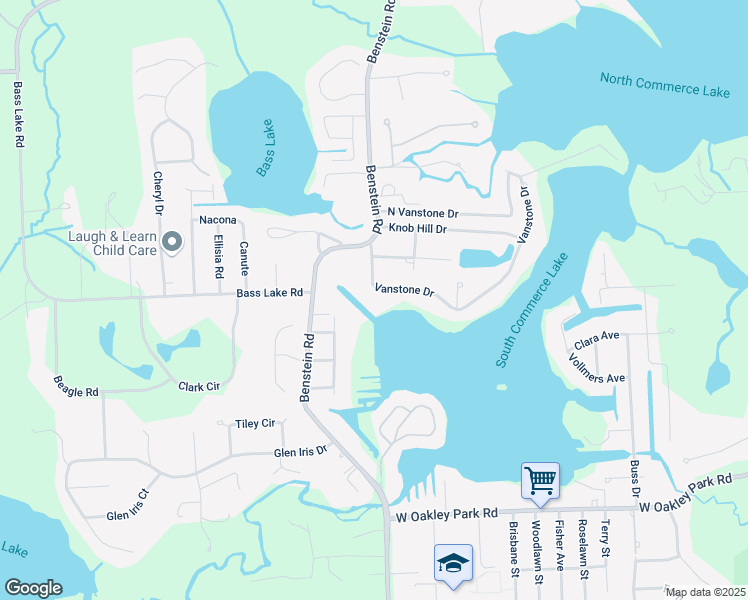 map of restaurants, bars, coffee shops, grocery stores, and more near 1600 Vanstone Drive in Oakland County