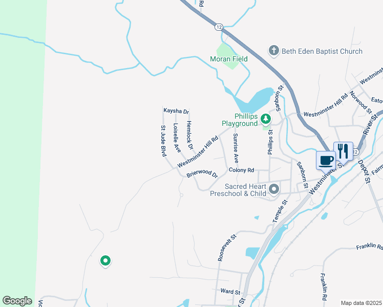 map of restaurants, bars, coffee shops, grocery stores, and more near 1024 Westminster Hill Road in Fitchburg