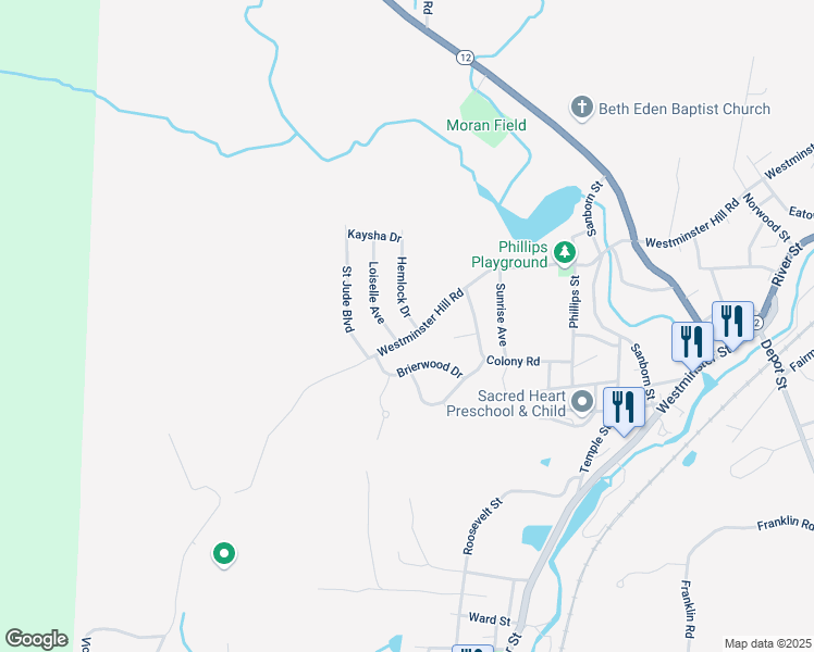 map of restaurants, bars, coffee shops, grocery stores, and more near 1024 Westminster Hill Road in Fitchburg