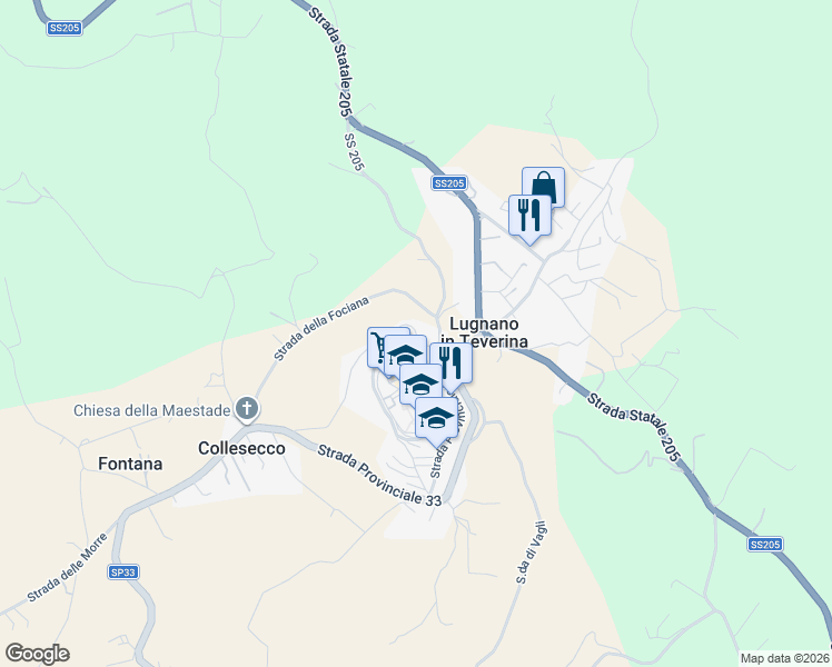 map of restaurants, bars, coffee shops, grocery stores, and more near 21 Via del Mattatoio in Lugnano In Teverina