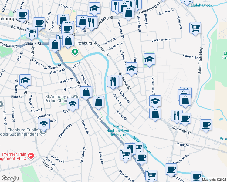 map of restaurants, bars, coffee shops, grocery stores, and more near 134 Harvard St in Fitchburg