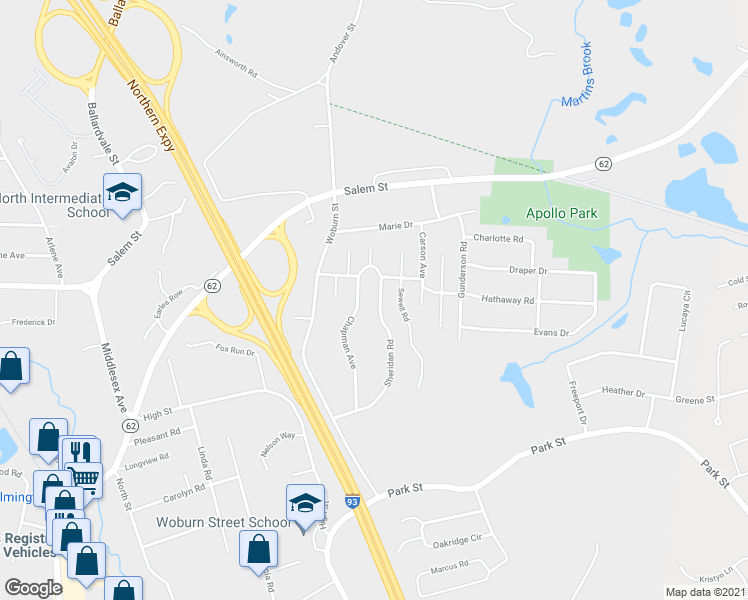 map of restaurants, bars, coffee shops, grocery stores, and more near 5 Sheridan Road in Wilmington